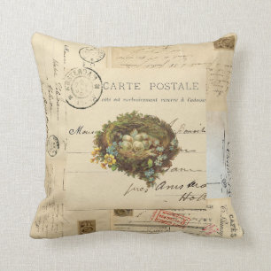 vogelnestFranse Briefkaarten Pillow Kussen