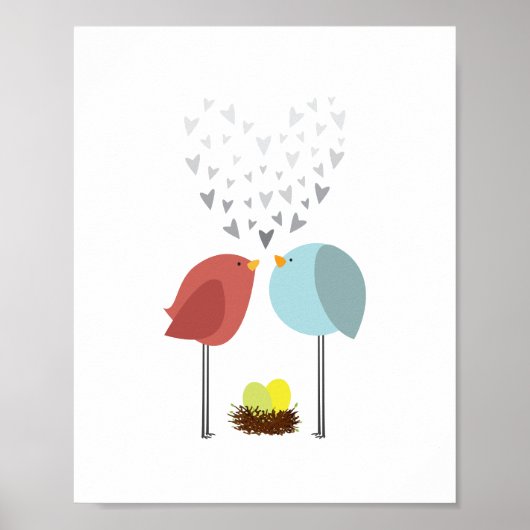 Vogelnestliefde. Twee keer. Nursery Decor. Poster (Voorkant)