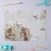  vogelnestmeisje Frans Script Decoupage Ti Tissuepapier (Craft)