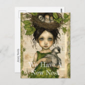 Vogelnestpop collage bewegende aankondiging briefkaart (Voorkant / Achterkant)