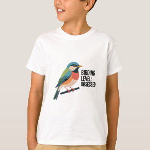 Vogelniveau: geobsedeerd - kleurrijke vogelkijker t-shirt