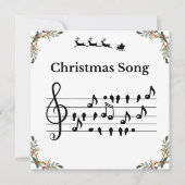 Vogelnotities Kerstliedje Muziek Feestdagenkaart (Voorkant)
