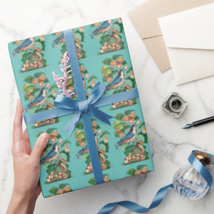 vogelonmiddellijke verpakking met bloemen cadeaupapier