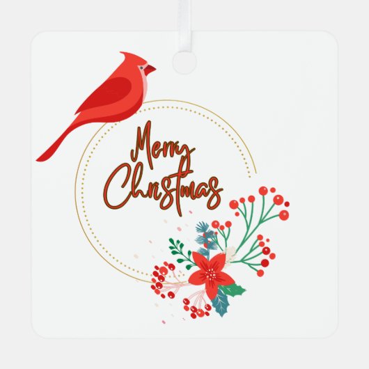 Vogelontwerp met bloemenmetaalvierkant ornament (Voorkant)