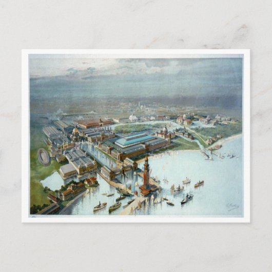 Vogeloog Uitzicht van de in 1893 in Colombia uitge Briefkaart (Voorkant)