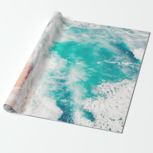 Vogeloog uitzicht van de oceaangolven cadeaupapier