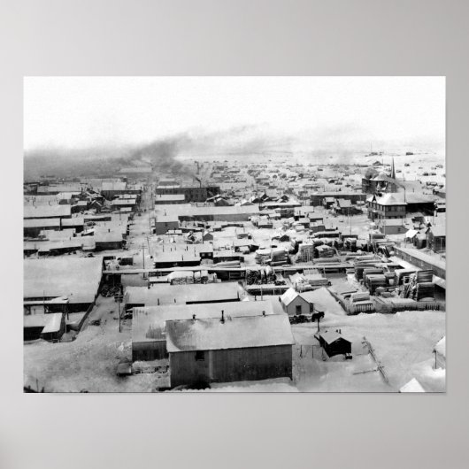 Vogeloog uitzicht van Nome, Alaska met sneeuw Poster (Voorkant)