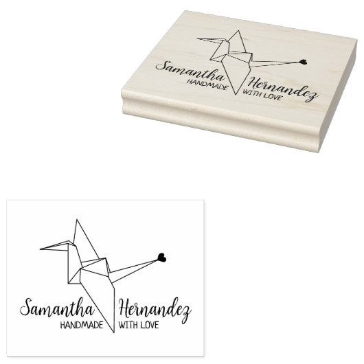 Vogelorigami Aangepast handgemaakt met grote liefd Rubberstempel (Gestempeld)