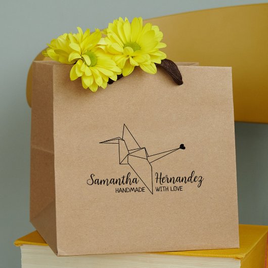 Vogelorigami Aangepast handgemaakt met grote liefd Rubberstempel