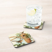 Vogelpaar op een nestveld op een tak bier onderzetter (Rechterzijde)