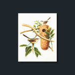 Vogelpaar op een nestveld op een tak canvas afdruk<br><div class="desc">Deze decoratieve kunstdrukplaat toont een vogelstel dat zijn nest heeft opgezet. De afbeelding geeft een gevoel van saamhorigheid en harmonie,  terwijl de zachte pastelgroene,  beige en bruine kleuren creëer een aangenaam kalmerend gevoel hebben. Kies dit ontwerp voor om het even welke duurzame producten van het huisdecor.</div>