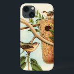 Vogelpaar op een nestveld op een tak iPhone 13 hoesje<br><div class="desc">Deze decoratieve kunstdrukplaat toont een vogelstel dat zijn nest heeft opgezet. De afbeelding geeft een gevoel van saamhorigheid en harmonie, terwijl de zachte pastelgroene, beige en bruine kleuren creëer een aangenaam kalmerend gevoel hebben. Kies dit ontwerp voor om het even welke duurzame producten van het huisdecor.</div>