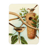 Vogelpaar op een nestveld op een tak magneet (Verticaal)