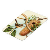 Vogelpaar op een nestveld op een tak magneet (Linkerzijde)