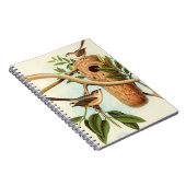 Vogelpaar op een nestveld op een tak notitieboek (Rechterzijde)