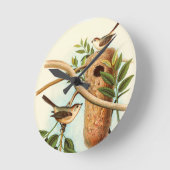 Vogelpaar op een nestveld op een tak ronde klok (Hoek)