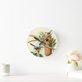 Vogelpaar op een nestveld op een tak ronde klok (Huis)