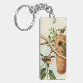Vogelpaar op een nestveld op een tak sleutelhanger (Voorkant Links)