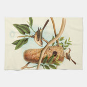 Vogelpaar op een nestveld op een tak theedoek (Horizontaal)