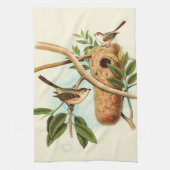 Vogelpaar op een nestveld op een tak theedoek (Verticaal)