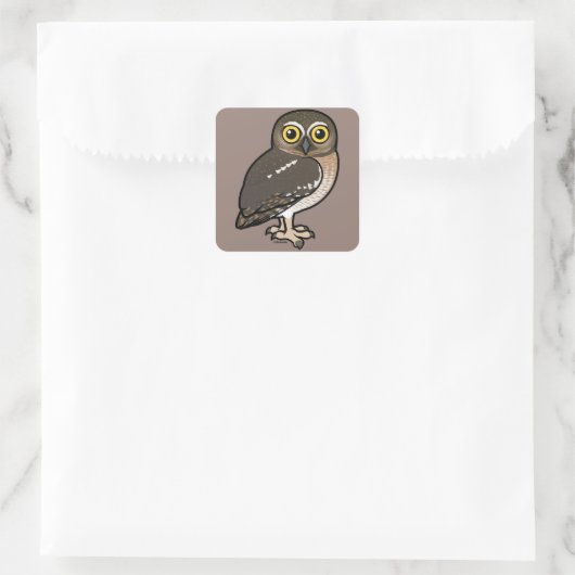 vogelpaarse uil vierkante sticker (Tas)