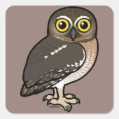 vogelpaarse uil vierkante sticker (Voorkant)