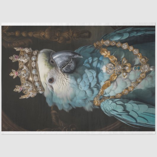 Vogelpapegaai Queen Crown Decoupage Tissuepapier (Voorkant)