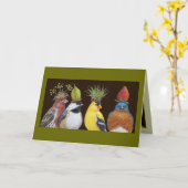 Vogelpartij met bruine blauwvogelkaart kaart (Gele Bloem)