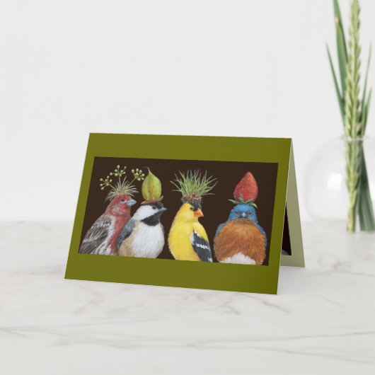 Vogelpartij met bruine blauwvogelkaart kaart (Voorkant)