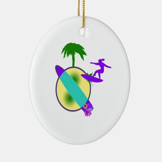 vogelpastel surfer meisje keramisch ornament (Rechts)