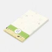 Vogelpatroon, bladeren, bessen, monogram post-it® notes (Schuin)