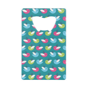 Vogelpatroon Blauw Creditkaart Flessenopener