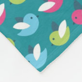 Vogelpatroon Blauw Fleece Deken (Hoek)