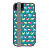 Vogelpatroon Blauw Incipio iPhone Portemonnee Hoesje (Agenda Achterkant)