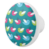 Vogelpatroon Blauw Keramische Knop (Rechts)