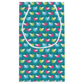 Vogelpatroon Blauw Klein Cadeauzakje (Achterkant)