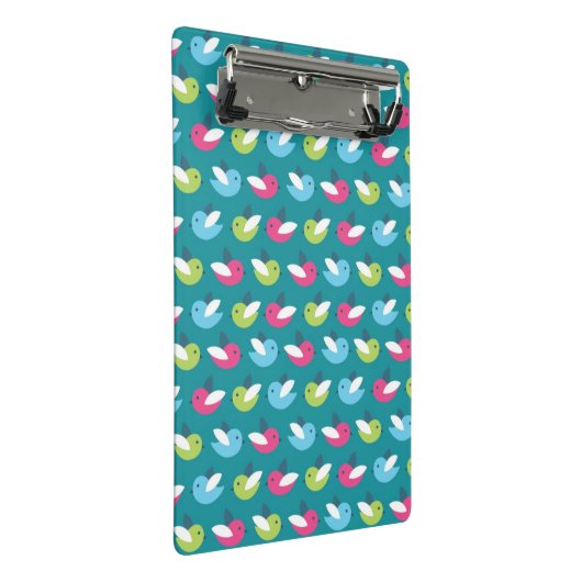 Vogelpatroon Blauw Mini Klembord (Schuin)