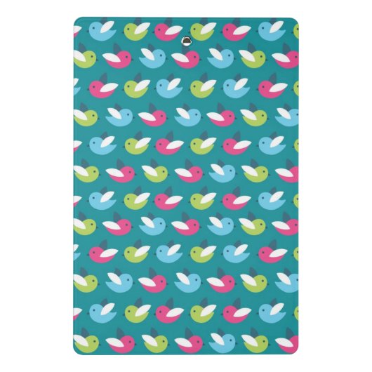 Vogelpatroon Blauw Mini Klembord (Achterkant)