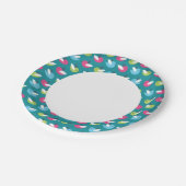 Vogelpatroon Blauw Papieren Bordje (Gekanteld)