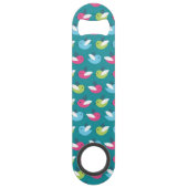 Vogelpatroon Blauw Speed Flessenopener (Voorkant)