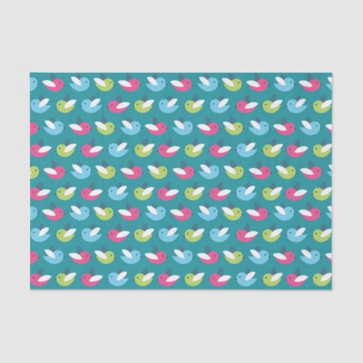 Vogelpatroon Blauw Tissuepapier (Voorkant)