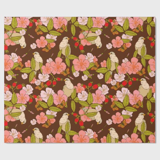 Vogelpatroon Cadeaupapier (Vlak)