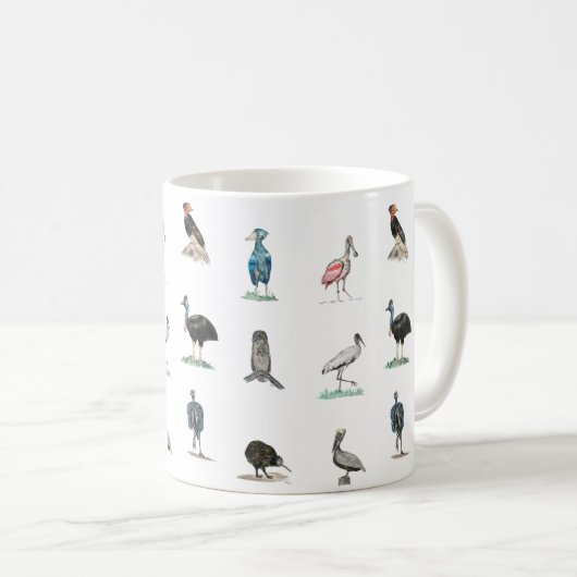 Vogelpatroon drogen koffiemok (Voorkant rechts)