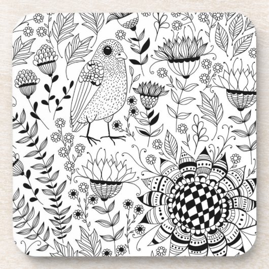 Vogelpatroon en patroon van doedelen bier onderzetter (Voorkant)