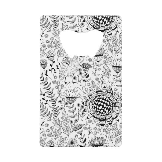 Vogelpatroon en patroon van doedelen creditkaart flessenopener (Voorkant)