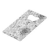 Vogelpatroon en patroon van doedelen creditkaart flessenopener (Achterkant Gekanteld)