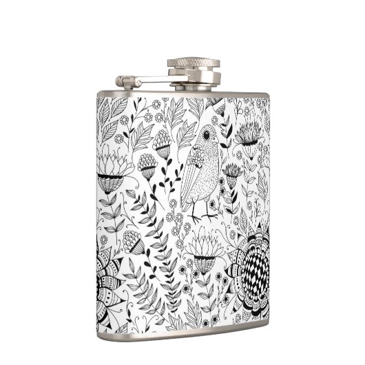 Vogelpatroon en patroon van doedelen heupfles (Rechts)