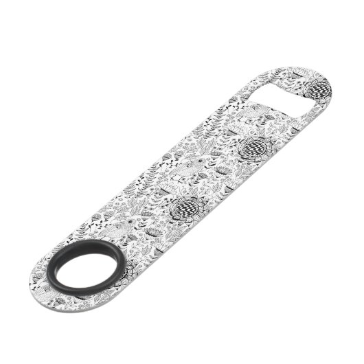 Vogelpatroon en patroon van doedelen speed flessenopener (Voorkant Gekanteld)