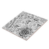 Vogelpatroon en patroon van doedelen tegeltje (Zijkant)