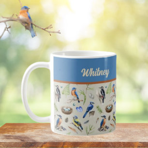 Vogelpatroon IJsvogel, Blauwe Gaai, Specht Naam Koffiemok